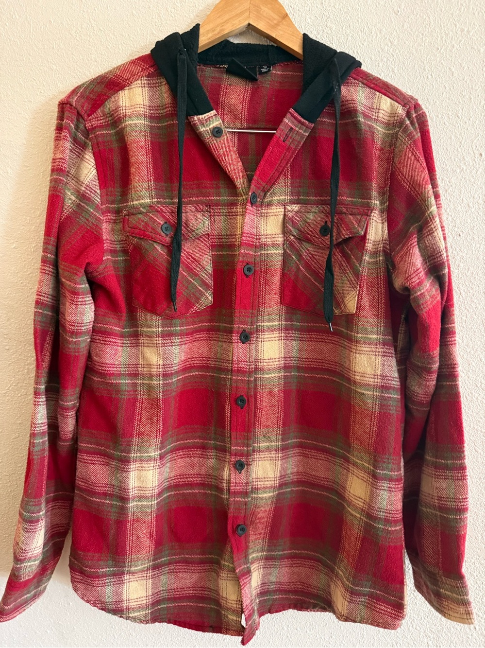 Recess mens red plaid flannel shirt size M